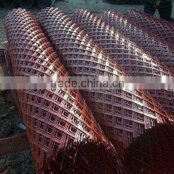 red coated farm expended metal fence