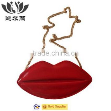 Red Big mouth PU shoulder bag for kids/children