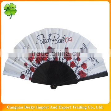 China manufacture fabric cloth gift fan with beautiful color