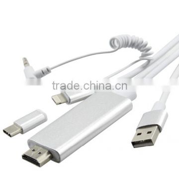 Type C male/USB 5PIN/USB MHL Cable for all the phone with audio support