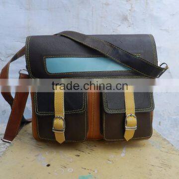 Recycle leather cross body messenger bag,colorful leather bags