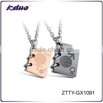 Stainless Steel Male And Female Symbol Necklace With Zircon
