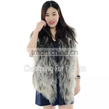 CX-G-B-09A Genuine Mongolian Sheep Fur Fashion Women's Waistcoat Vest