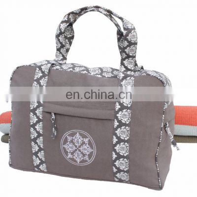 Dark Grey Half Print and Embroidered Yoga mat Bag
