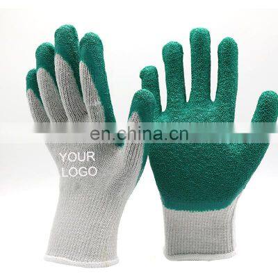 10G Poly Cotton Moisture-wicking Lining Grip Coating Gloves Textured Rubber Work Industry Gloves For Masonry Construction