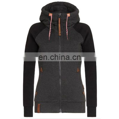 Wholesale custom women's sweater loose casual comfortable hooded jacket stitching sports sweater Spring and autumn
