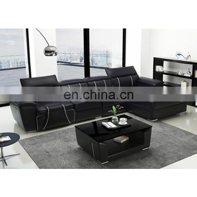 European 4 Seaters Contemporary Elegant Modern Modular L Shape Sectional Leather Sofa