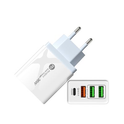 2022 3USB+PD fast charge multi-function APD 36w travel charging head high-power Type-C adapter