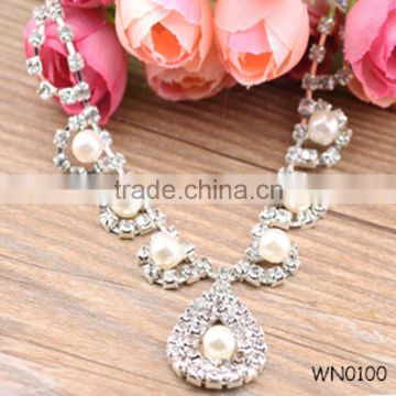 Ladies sterling silver fancy diamond necklace designs for women Simple elegant wedding dress set