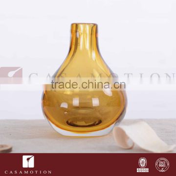 Casamotion Decorative Modern Mini Bud Amber Color Handmade Glass Vase Decoration