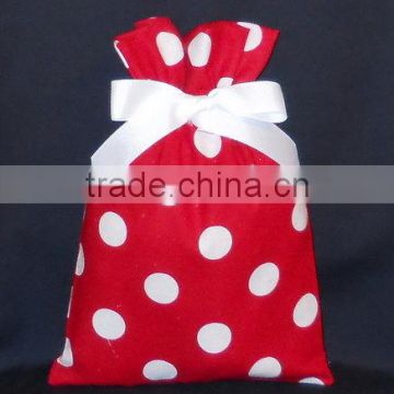 Red White Big Dots Small Fabric Christmas Gift Bag