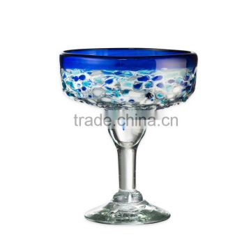 Sodalime factory star hotel supplier colored bubble design in body blue rim Margaret glass