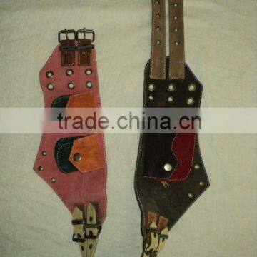 indian leather waist bags goa model with patchwork