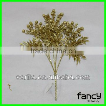 high quality 7 branches fake golden powder plants for decoration