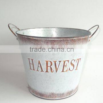 metal flower pot with handle rusty finish