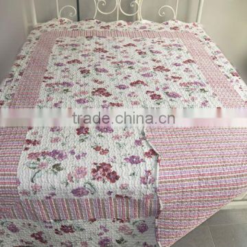 Elegant floar patchwork mircofiber printed qulit/ bedspread set
