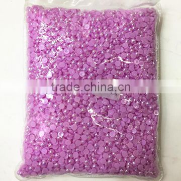Violet purple AB color 4mm half round beads,loose ABS/plastic half round pearl plastic beads. cheap loose pearls for sale