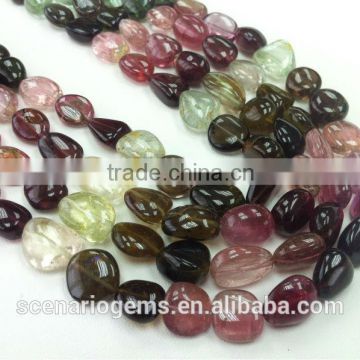 #AZZ Natural Multi-Color Plain Tumble Gemstone beads Tourmaline Necklace