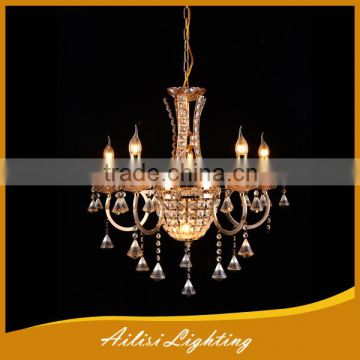 Vintage Crystal Lamp, Luxury Delicate 6 Lights Crystal Chandelier with Diamond Drops
