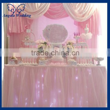 SK011D New arrival hot beautiful decorative blush pink bridal ruffled wedding organza table skirt