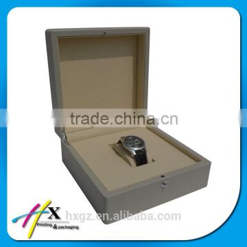 Newest Design Wood Plastic Watch Box with Button Lock