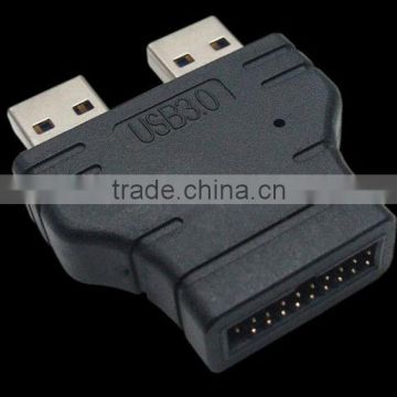 Dual USB 3.0 AM to 20P Male IDC male adapter