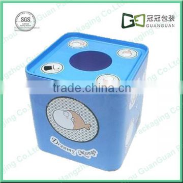 Square Tin Can Recycling Metal Tissue Box