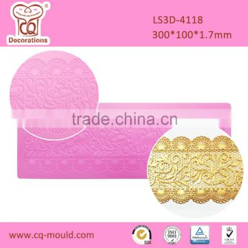 2016 popular sugar craft lace silicone mat , cake lace mold,cupcake wrapper,3d Silicone lace mat