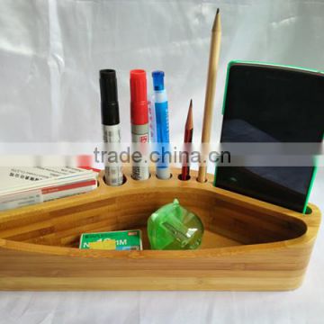 Eco-friendly custom bamboo pen holder for office desk organizer