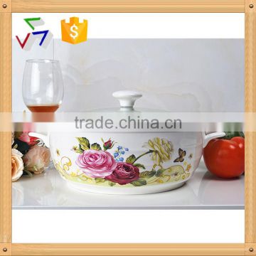 10 inch ceramic stewpot with glass lid & metal stand