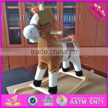 2017 New products funny toy horse sound wooden baby rocking horse W16D090
