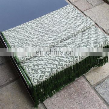 Alpaca Throw Blanket of Green with White Color