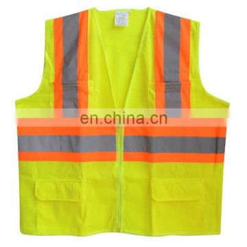 2016 SUNWAY Hot sale Construction Reflective Working Safety Vest with Zipper
