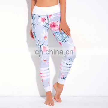 Active flower printing yoga sports elastic stretching fitness women's leggings pants