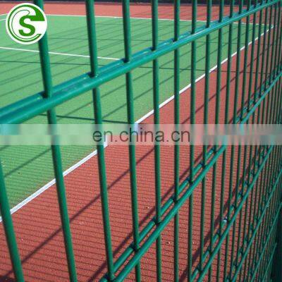 Outdoor robust modular panel welded twin wire sports fencing with square post