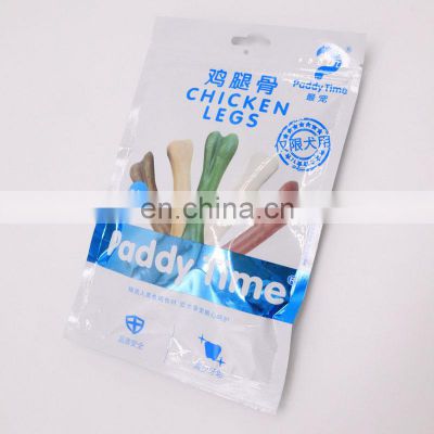 Factory high quality food grade laminated plastic three side seal zipper bag for pet dog cat food packaging
