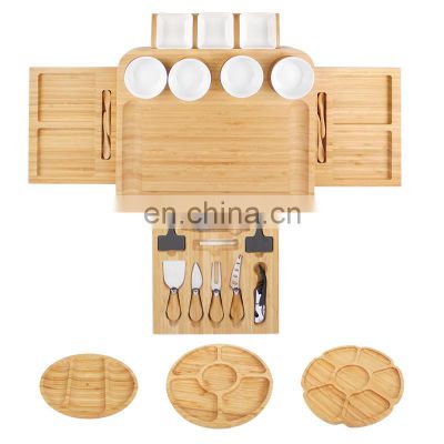 100% Bamboo Large Charcuterie Board Cheese Board and Knife Set
