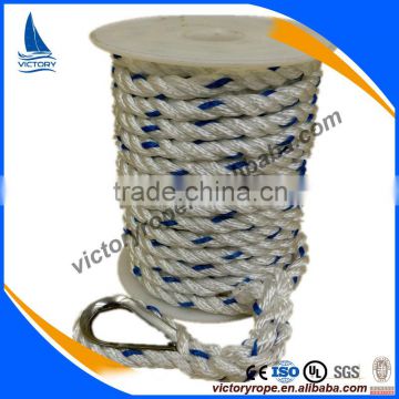 high quality 3 strand polypropylene polyester marine rope