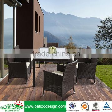 6 person Outdoor brown elegant rattan furniture all weather high quality square dining table set