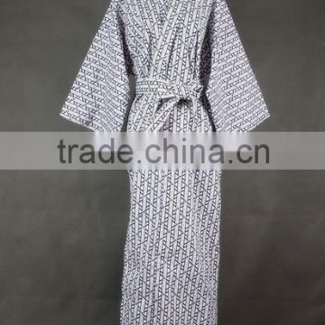 Cool Traditional Japanese Male Kimono Men's Robe Yukata 100% Cotton Men's Bath Robe Kimono Sleepwear with Belt