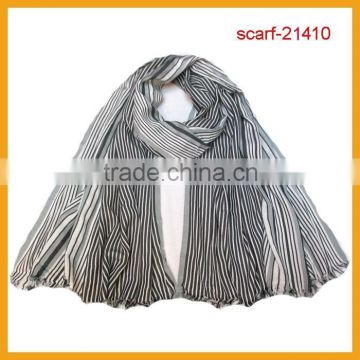 ladies polyester scarf,stripe scarf