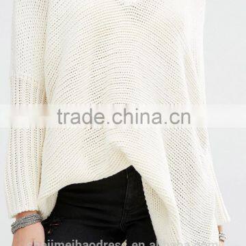 manufacture chunky knitted pullover sweater women oversize v-neck designs