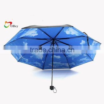 Windproof 3-Fold Anti UV Sun Rain Portable Umbrella