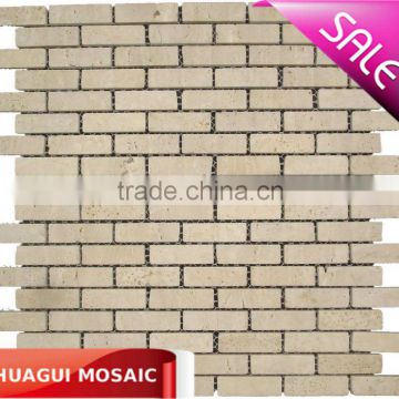 Natural Beige travertine mosaic tile for bathroom decoraiton 15*48*8mm HG-CDT383