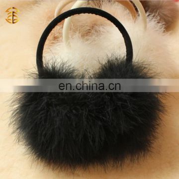 Winter Hot Sale 100% Nature Turkey Feather Fur Earmuffs