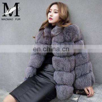 2016 New Italian Design Pattern Real Fox Fur Coat For Women