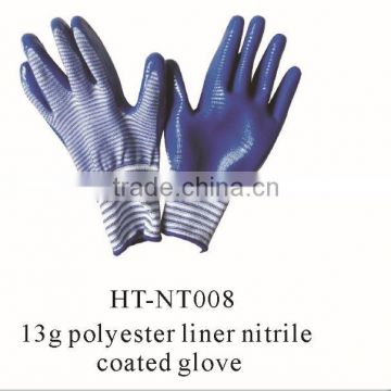 13g polyester liner nitrile coated glove/ industrial nitrile gloves