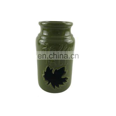 mini small embossed ceramic mason soy tea candle holder jar for candles