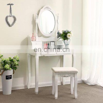 Dressing Table Set with swivelling mirror and stool 4 drawers 2 Dividers