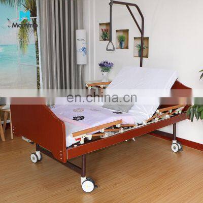 Hospital Furniture Medical Equipment One Functions ABS Crank Wood Manual Operated Nursing Bed for Paralysis Rehabilitation
